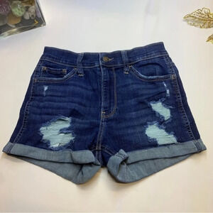 Curvy Ultra High-Rise Ripped White Denim Mom Shorts hollister